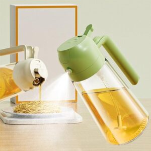 2-in-1 Oil Dispenser & Spray Bottle (500ML) – Leakproof Kitchen Oil Sprayer for Cooking, Air Fryer, BBQ & Salad Dressing | Multi-Use Glass Oil Container (Random Color)