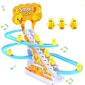 Duck Climbing Stairs Musical Toy – Light-Up Slide Track with Moving Ducks for Kids Fun & Learning
